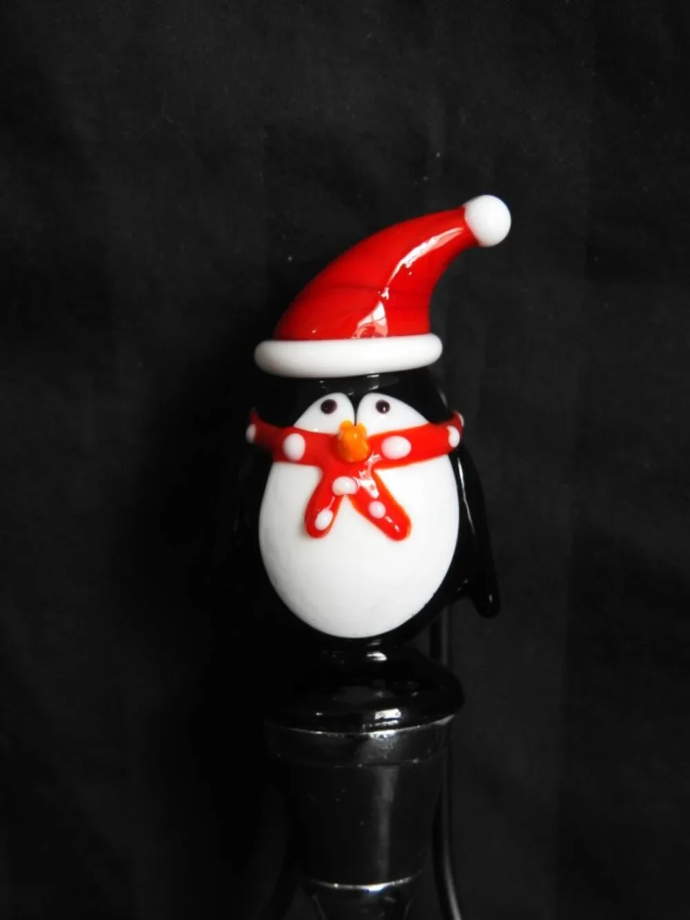 Pier 1 Imports Glass Christmas Penguin Wine/Bottle Stopper